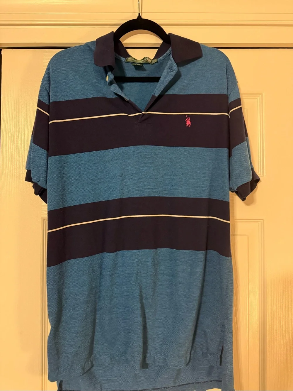 Ralph Lauren Teal and Navy Horizontal Stripe Polo